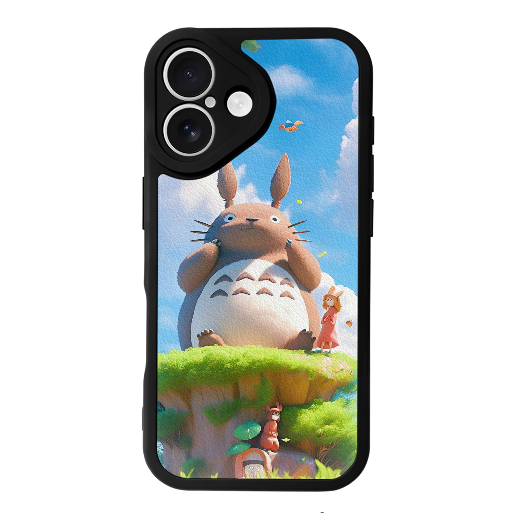 （画像用） となりのトトロ 草壁メイ 草壁サツキ My Neighbor Totoro Satsuki Kusakabe Mei Kusakabe 【iPhone 16シリーズ対応】シリコンスマホケース（レザー調） 材質：シリコン